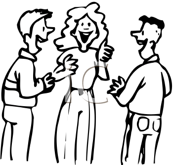 talking with friends clipart black and white