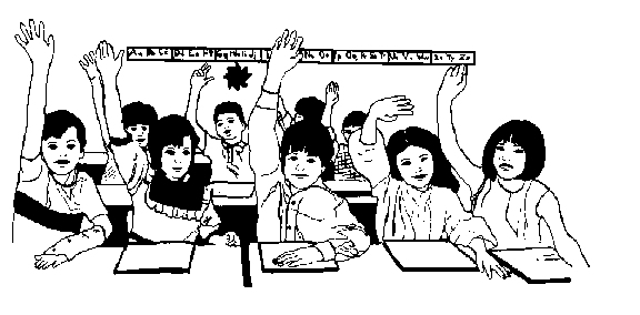 student raising hand clipart black and white
