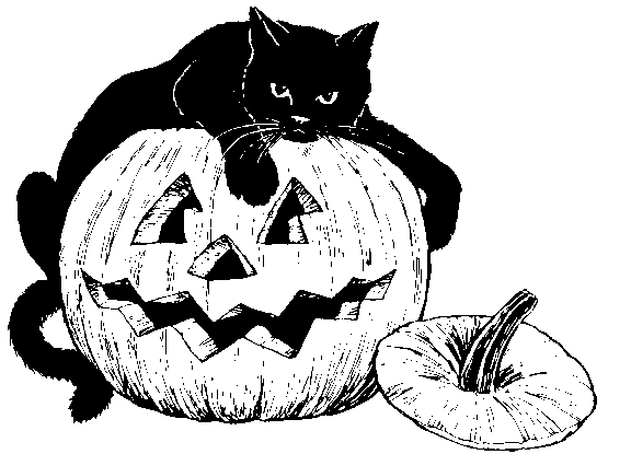 halloween clip art black and white cat